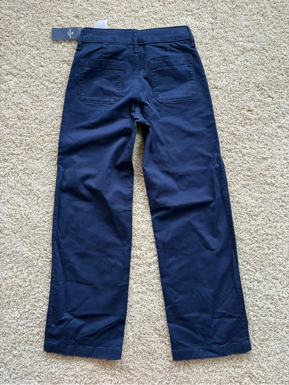 NWT Abercrombie Kids Girls Wide Leg Utility Pants Size 11/12 Navy Blue Adjustabl